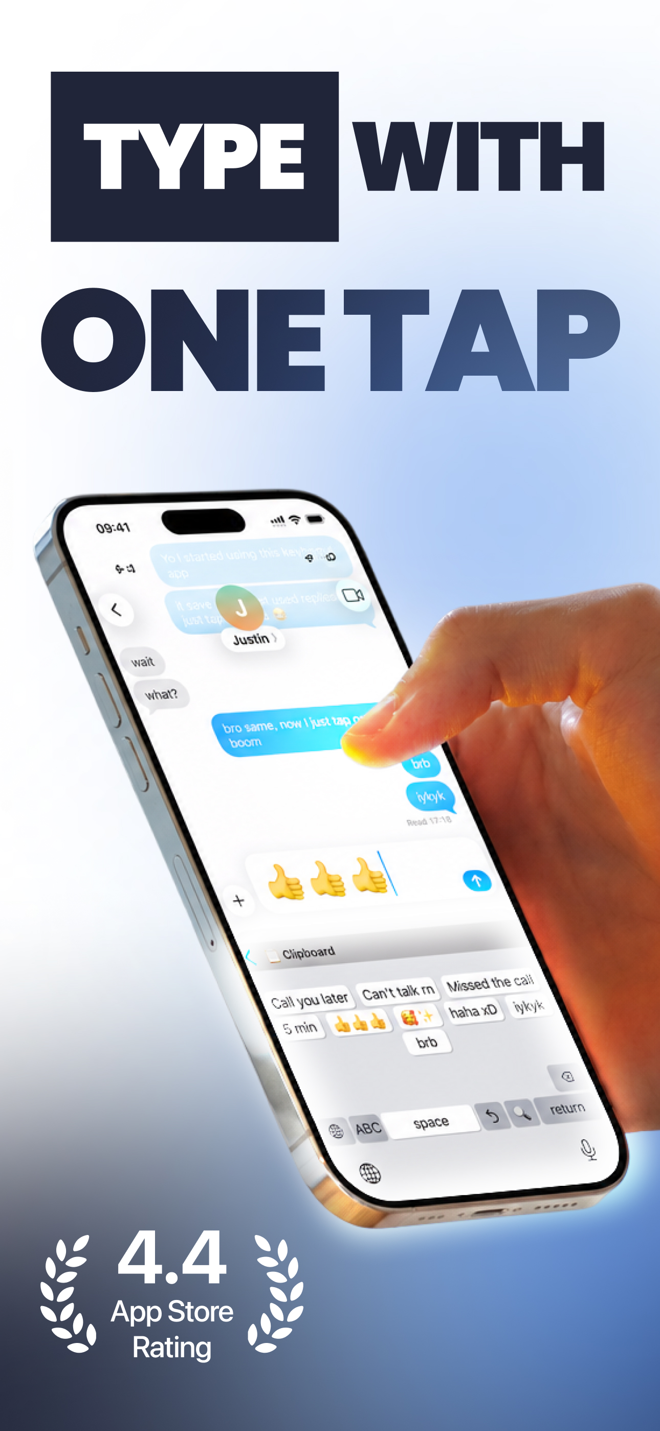 LazyBoard phrase keyboard on iPhone